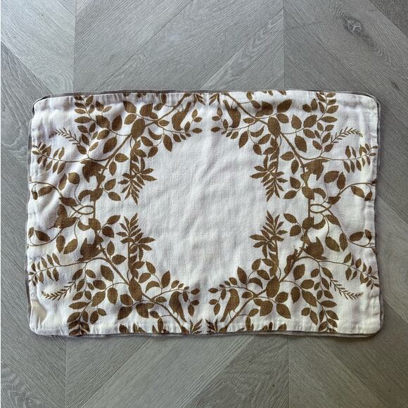 Dwell Studio 100% Linen Placemat Leaf Botanical Cream Ivory Brown Taupe - Picture 2 of 7